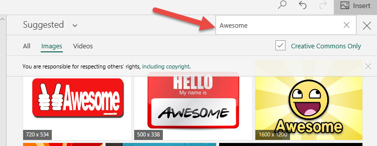 Change search term to "awesome"