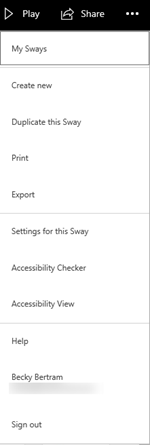 Sway Options Menu