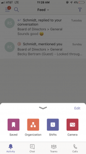 Shifts App in Teams on iPhone
